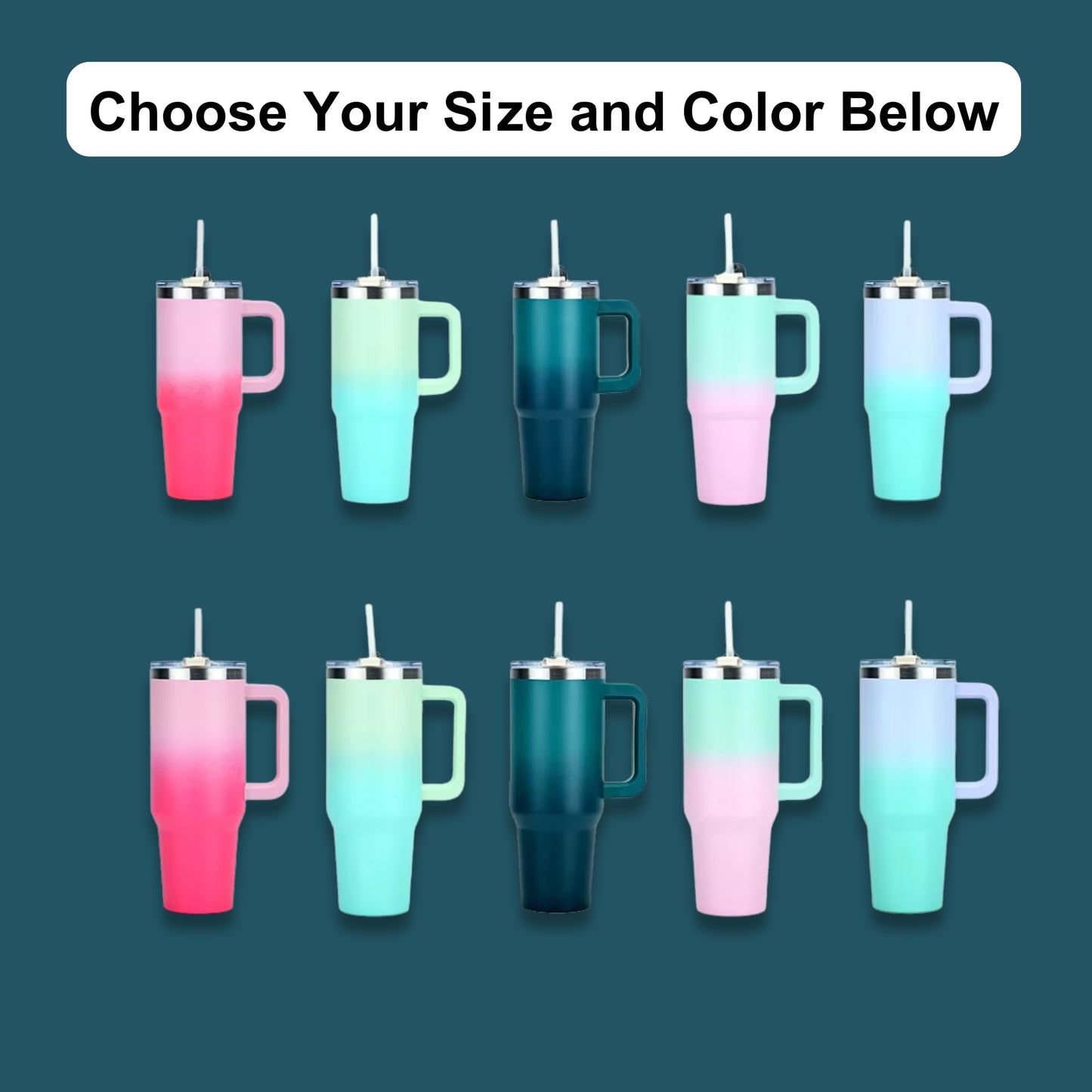 40oz Stainless Steel Gym Water Bottle Tumbler | Insulated Cup with Handle