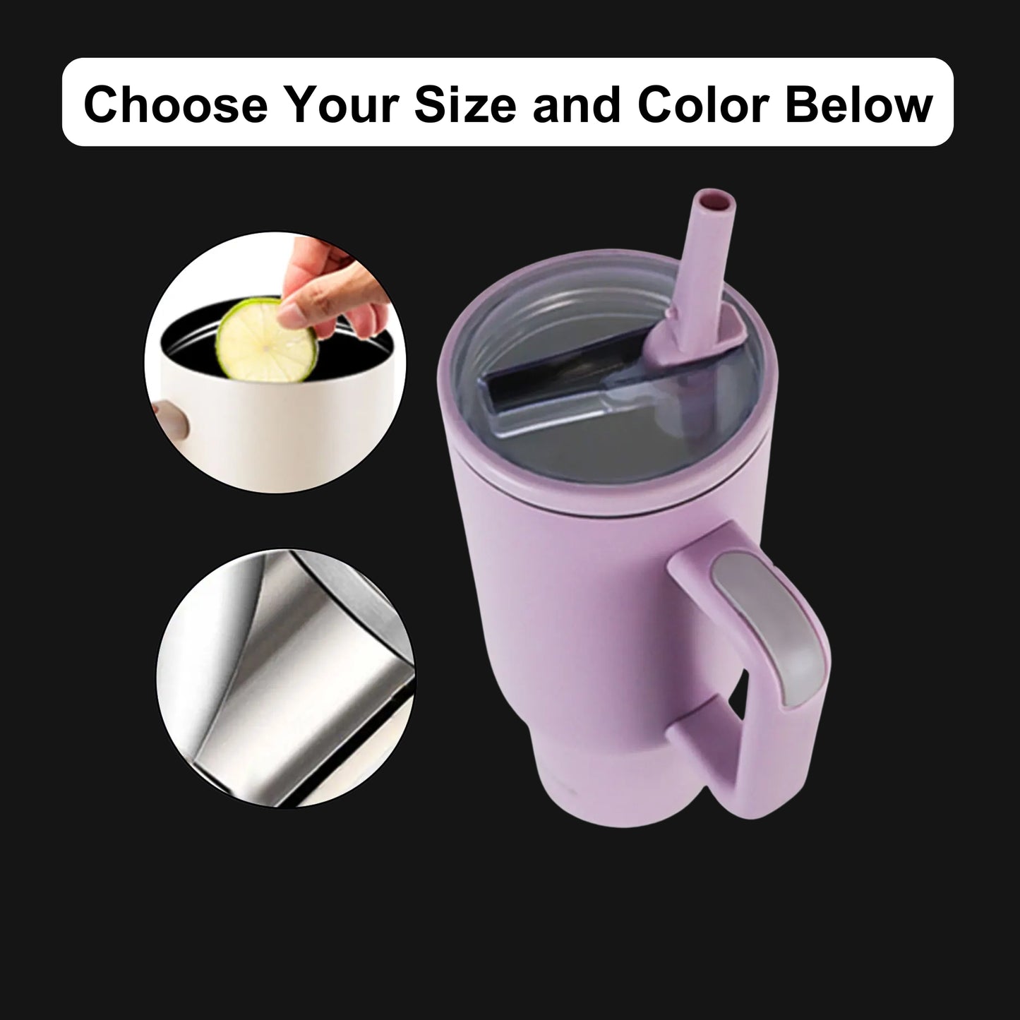 40oz Beverages Tumbler With Handle & Flip Straw | Double Wall Leakproof Mug for Hot & Iced Drinks