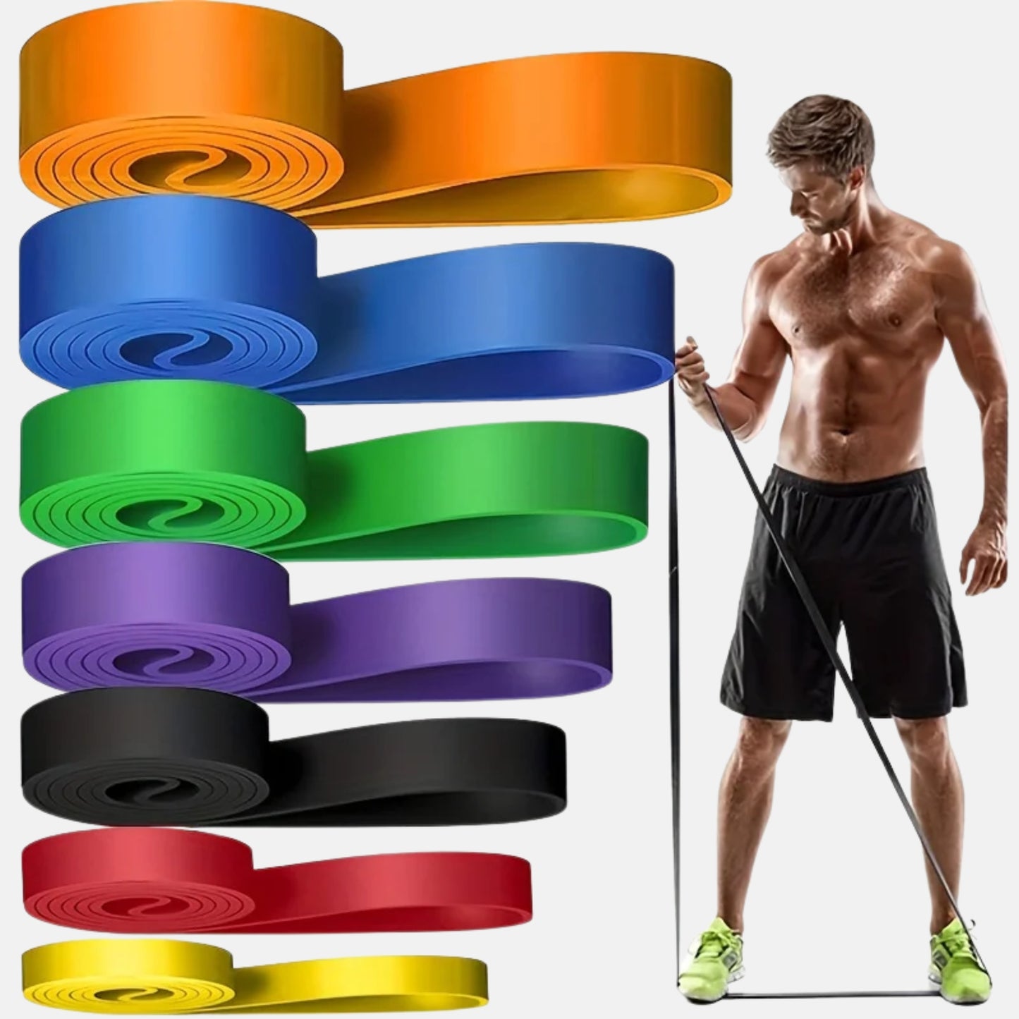 11 Piece 150LB Stackable Resistance Band Training Set for Home & Gym Workouts | Heavy Stretch & Pull-Up Assistance Bands for Exercise & Physical Therapy