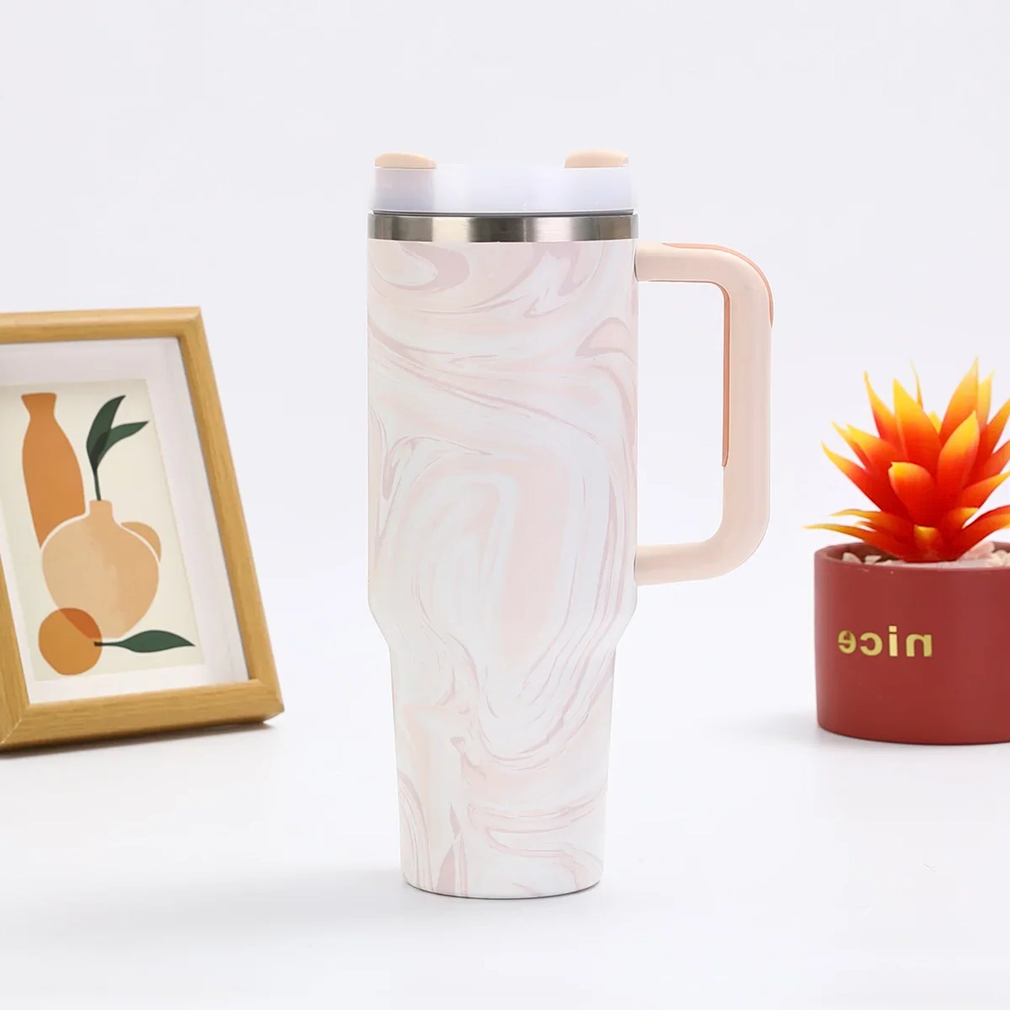 40oz Bingba Style Tumbler | Stainless Steel Outdoor Thermos with Straw