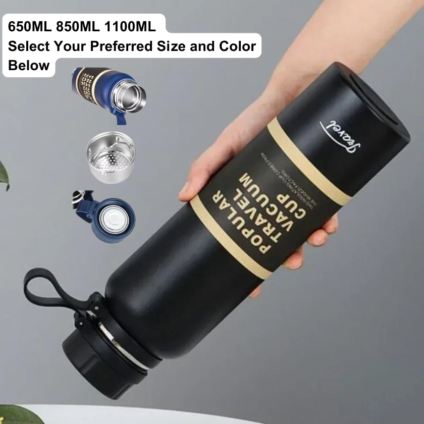 Insulated Sports Water Bottle | Stainless Steel Vacuum Flask with Tea Filter