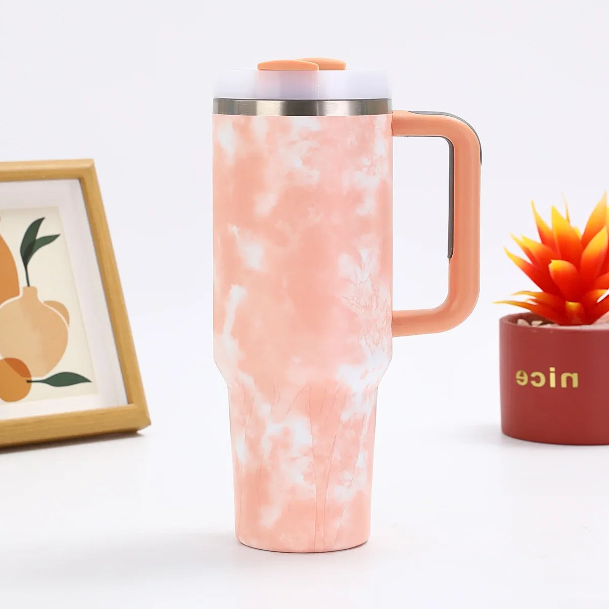 40oz Bingba Style Tumbler | Stainless Steel Outdoor Thermos with Straw