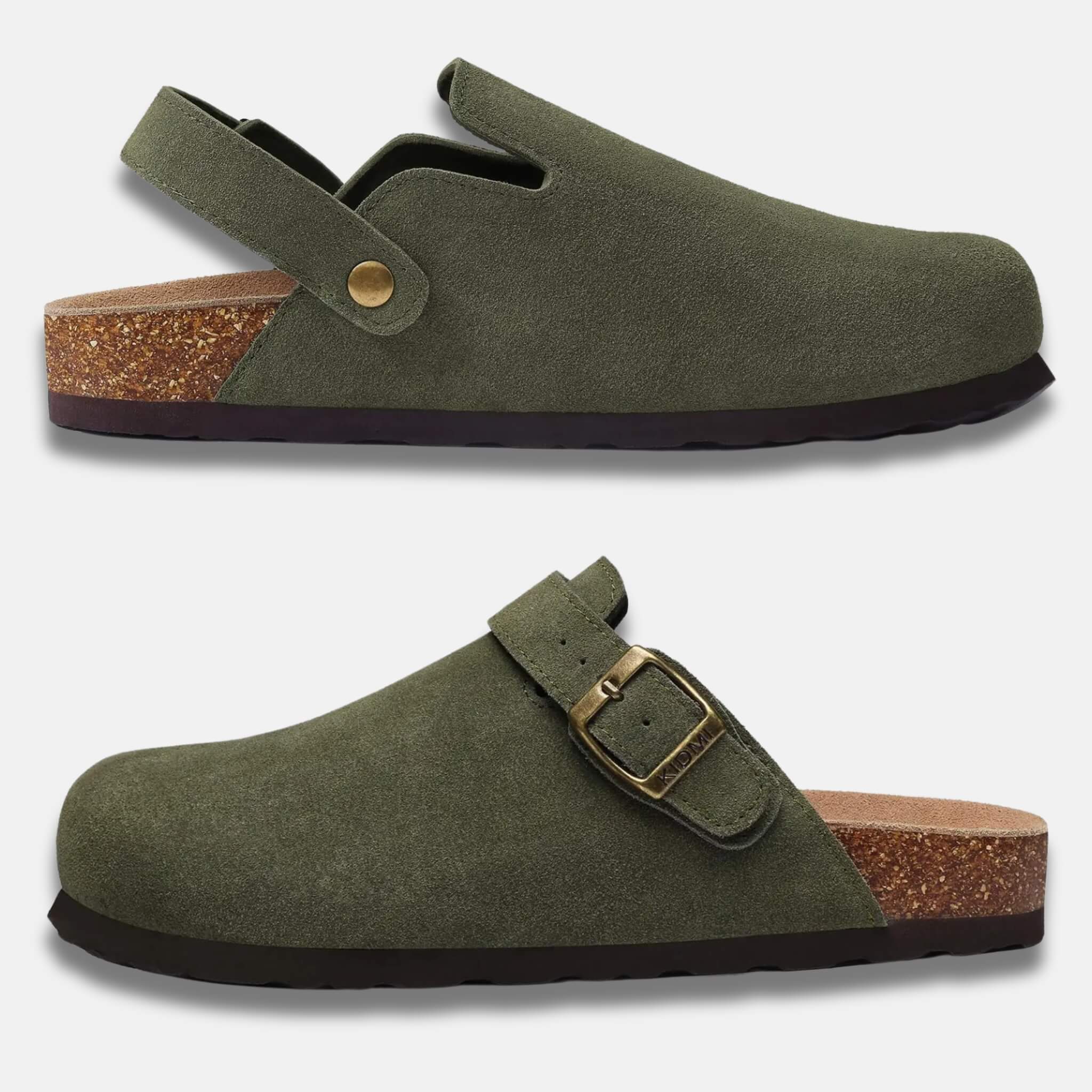 CrestarSoft Women’s Cow Suede Cork Clogs Mules