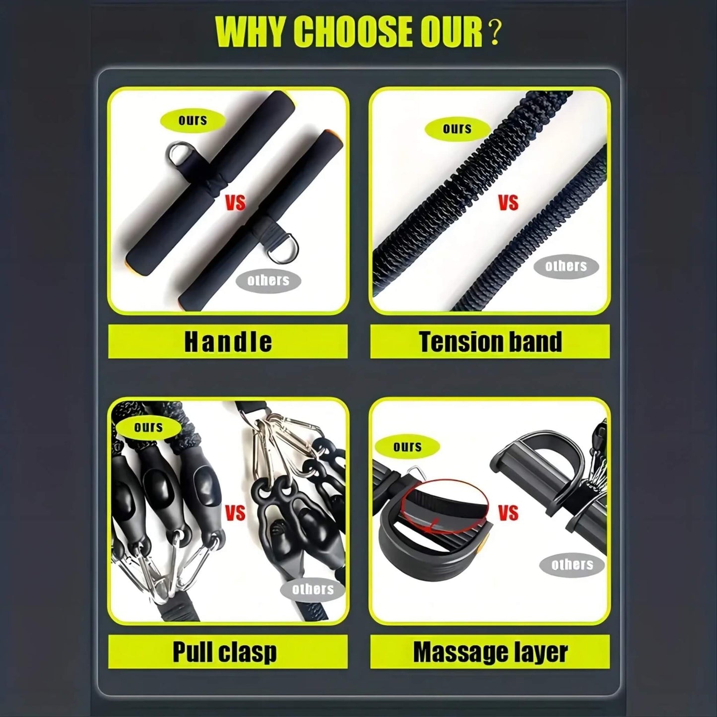 Foam Padded Handles on Resistance Band Equipment