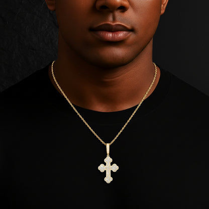 Iced Out Baguette Cross Moissanite Pendant by Ultimate Bold