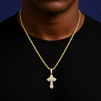 Princess Cut Moissanite Cross Pendant in 925 Sterling Silver