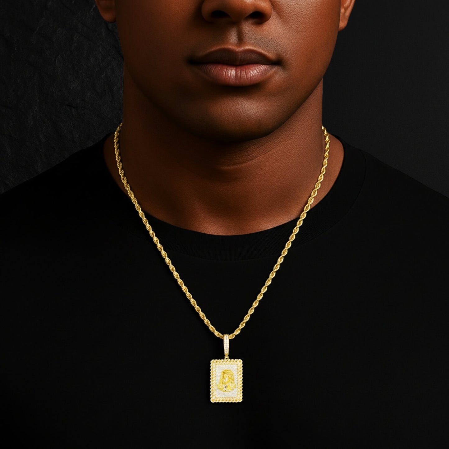 Square Cut Moissanite Jesus Pendant in 925 Silver by Ultimate Bold