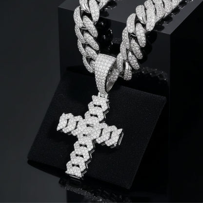 Luxury Moissanite Cross Pendant in 18K Gold Plating