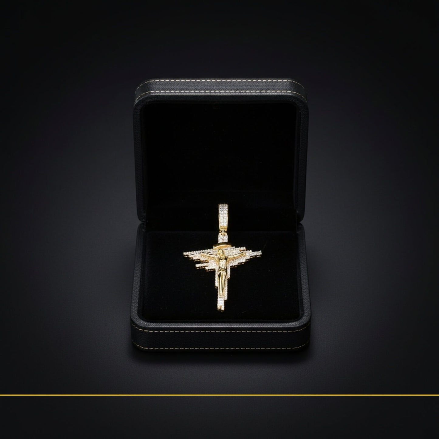 VVS1 Moissanite Baguette Cross Necklace for Men and Women