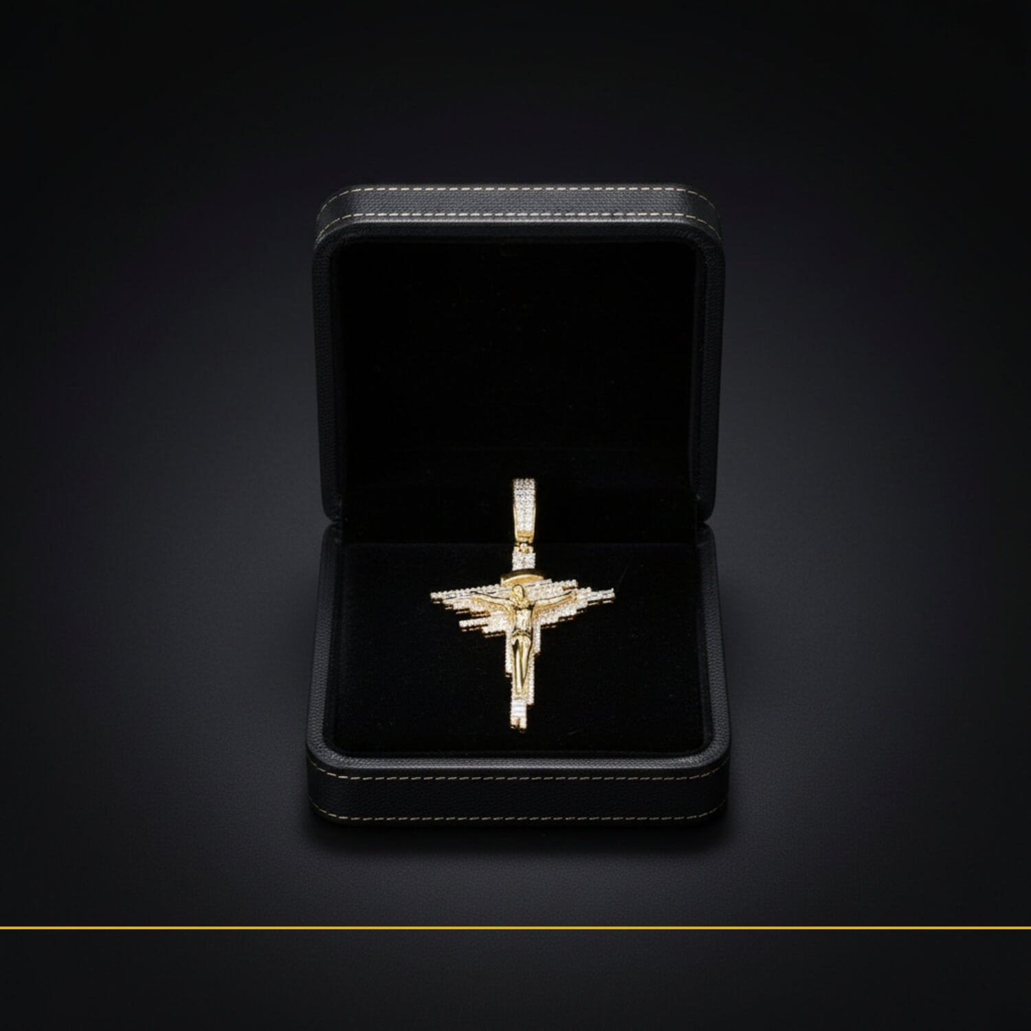 VVS1 Moissanite Baguette Cross Necklace for Men and Women