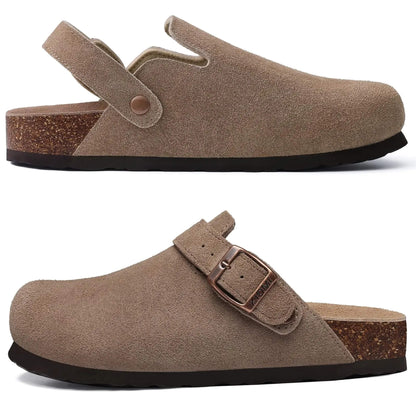 Flat Heel Suede Leather Mules for Daily Wear