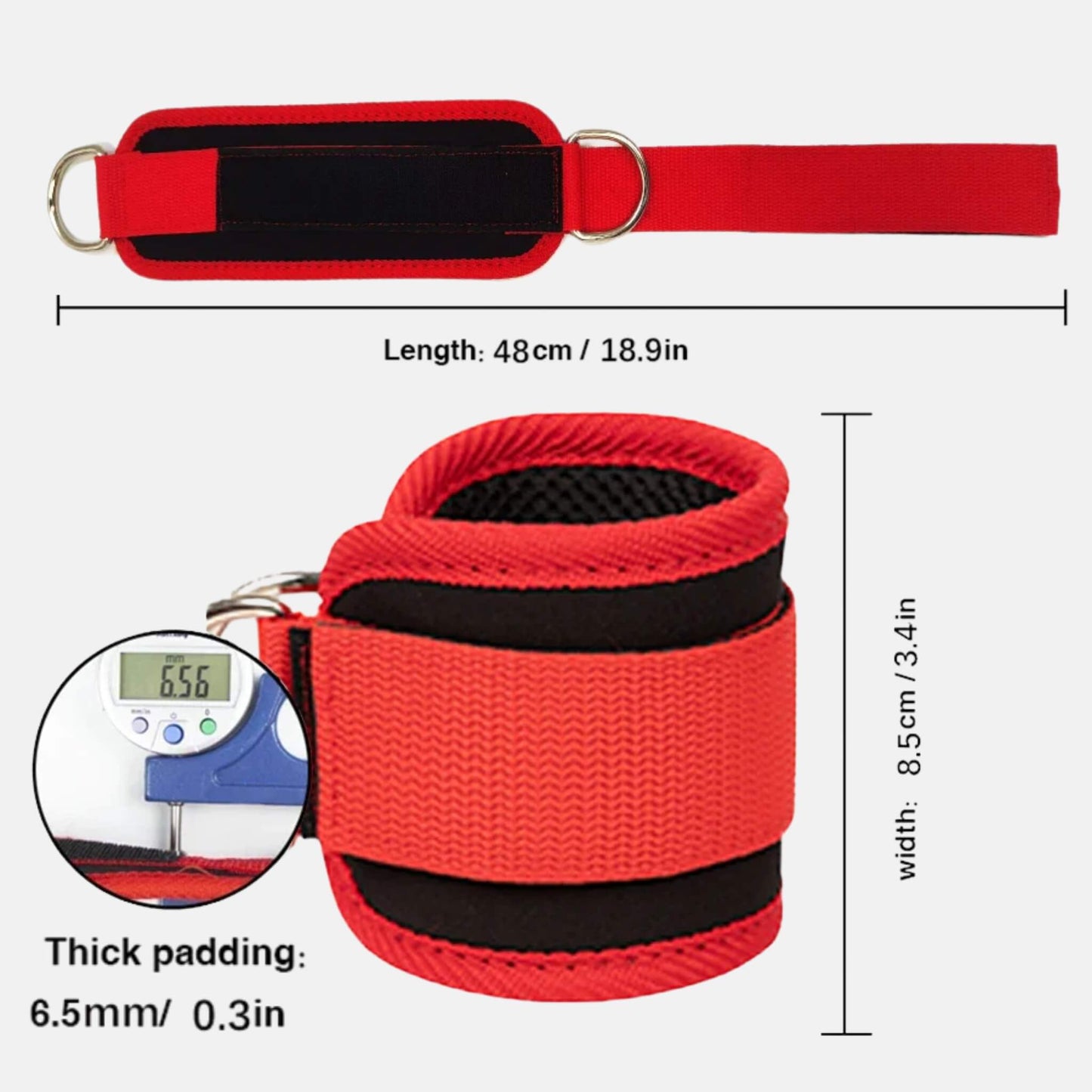 FlexHarness™ Adjustable D-Ring Ankle Straps for Cable & Leg Day Workouts