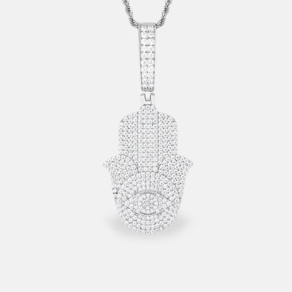 Rhodium Plated Moissanite Hamsa Charm by Ultimate Bold
