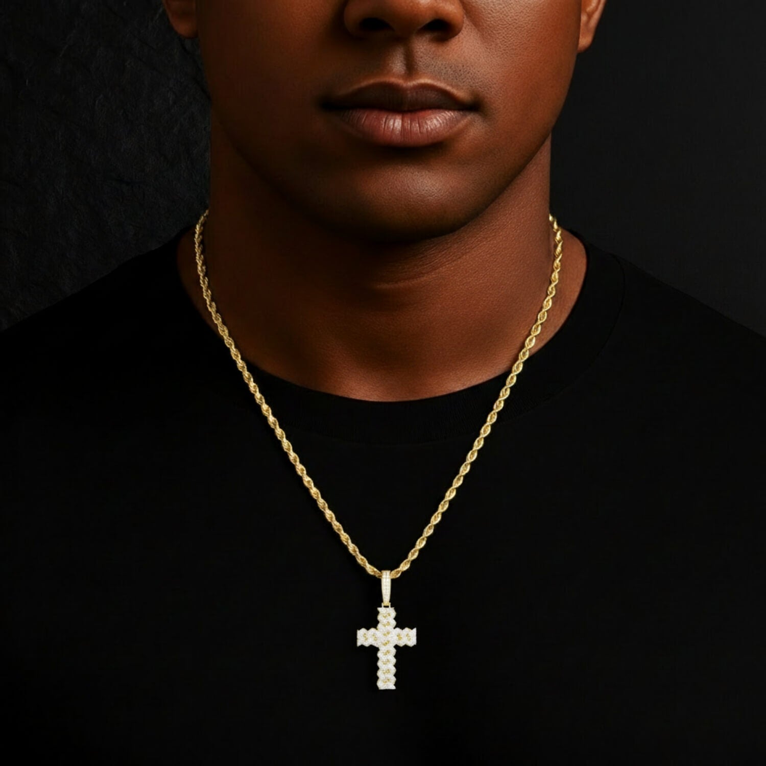 VVS1 Iced-Out Moissanite Cross Pendant 925 Silver