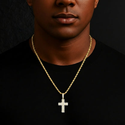 VVS1 Iced-Out Moissanite Cross Pendant 925 Silver