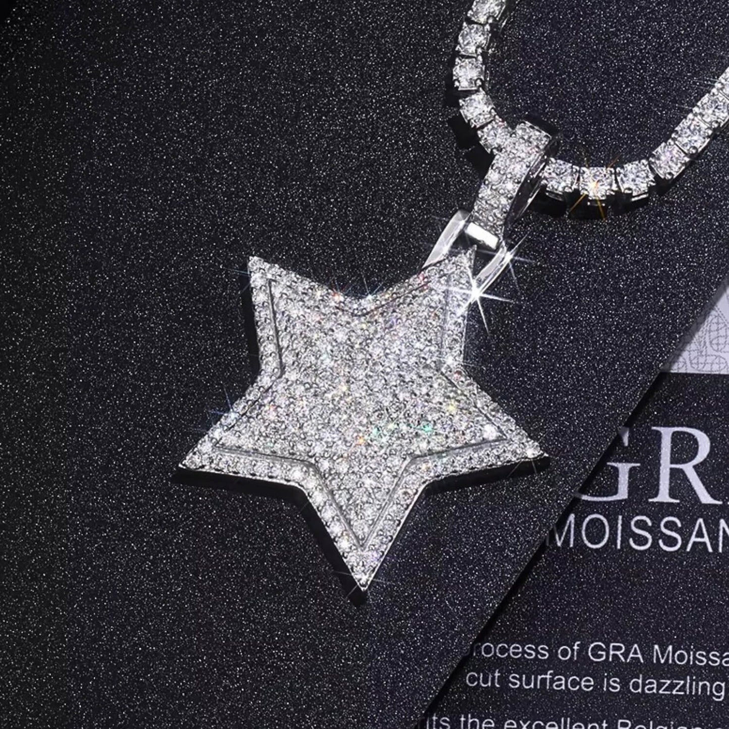 Star Moissanite Pendant 925 Silver 18K Gold