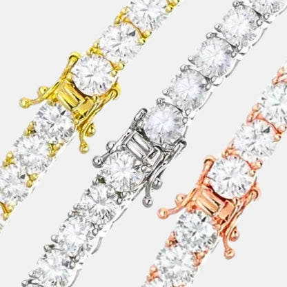 Rhodium Plated Moissanite Cluster Tennis Chain Unisex*