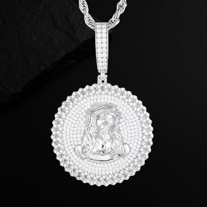 Moissanite Jesus Pendant in 925 Sterling Silver by Ultimate Bold