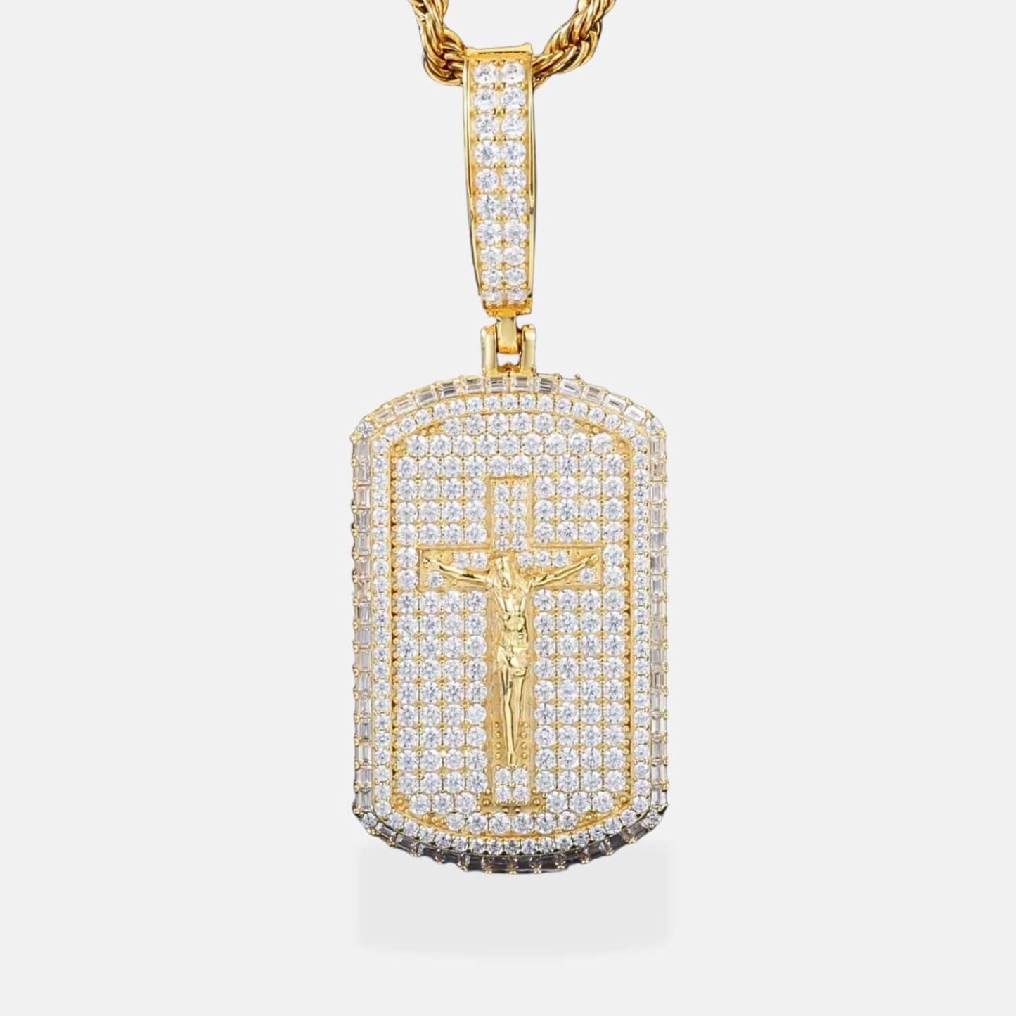 Iced Out Jesus Tag Moissanite Pendant in 925 Sterling Silver