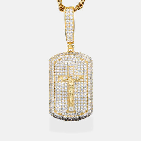 Iced Out Jesus Tag Moissanite Pendant in 925 Sterling Silver