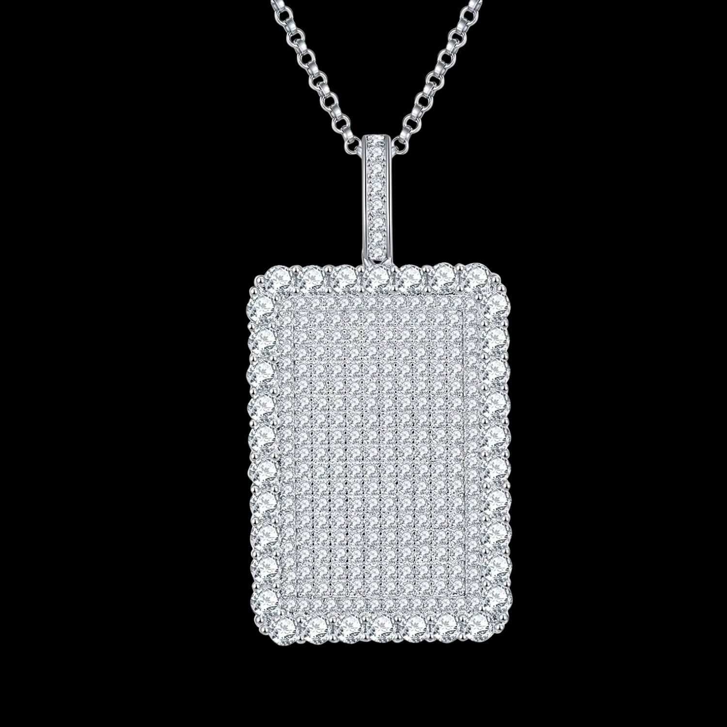 Rectangle Moissanite Pendant in 925 Sterling Silver