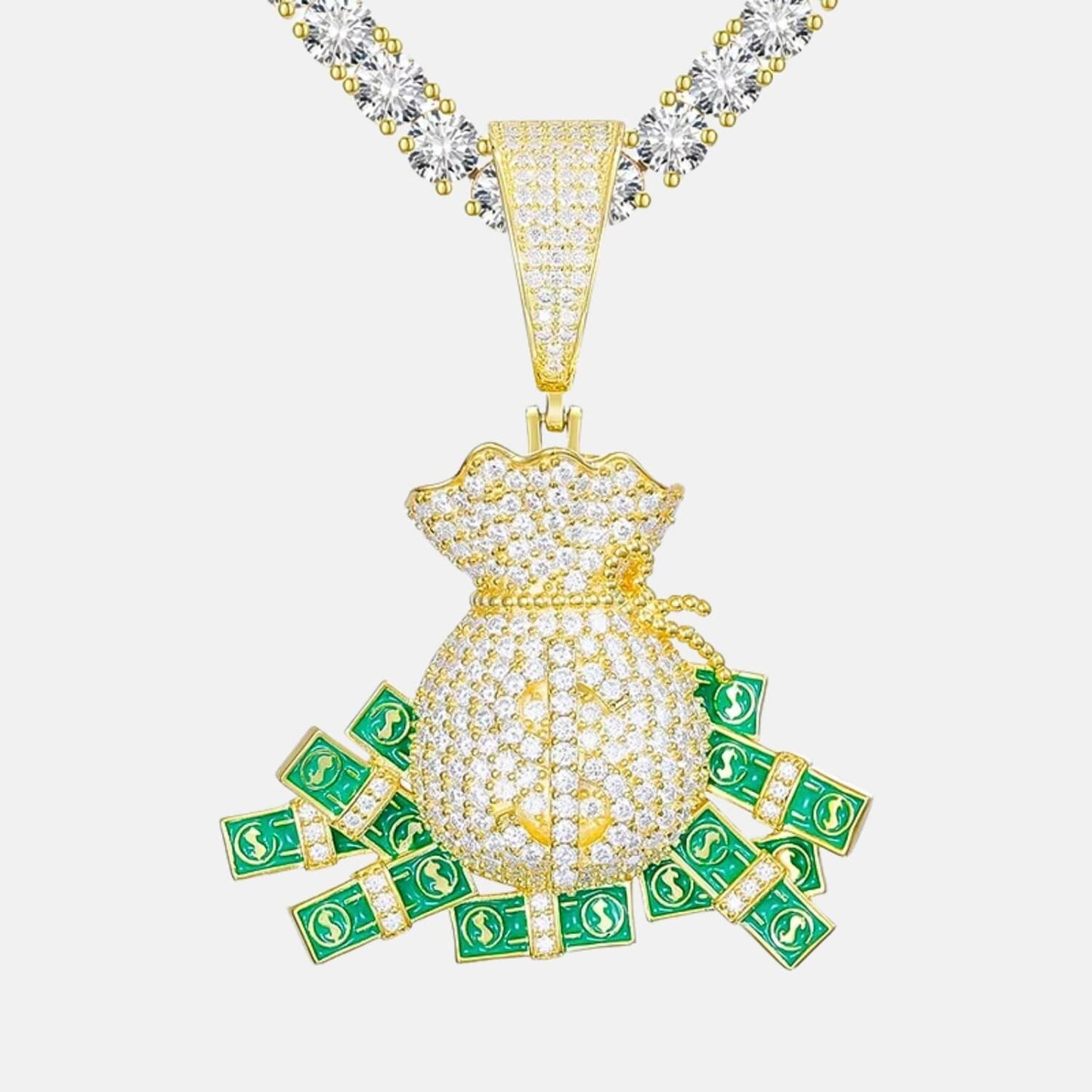 Iced Out Money Bag Moissanite Pendant 925 Silver Ultimate Bold