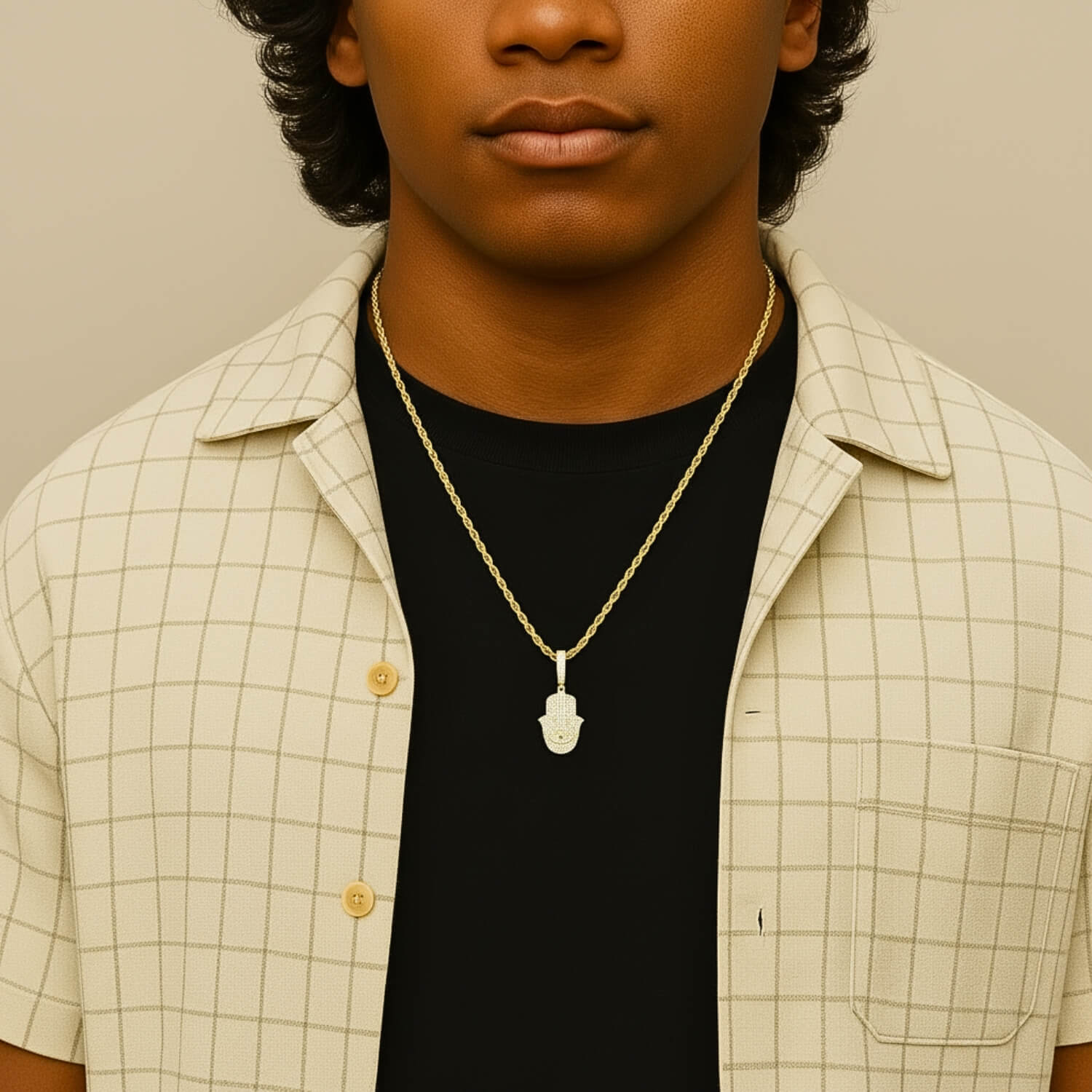 925 Silver Evil Eye Protection Pendant with Moissanite