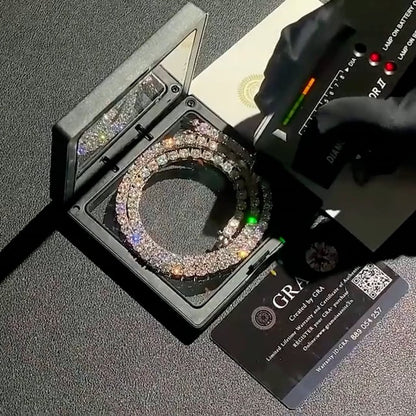 VVS Moissanite Cluster Tennis Chain 925 Silver