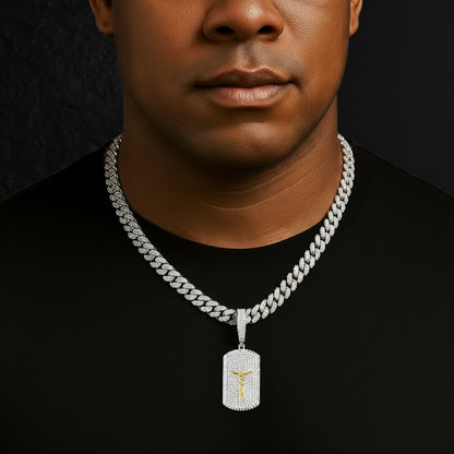 Hip Hop Style Jesus Tag Moissanite Pendant for Streetwear