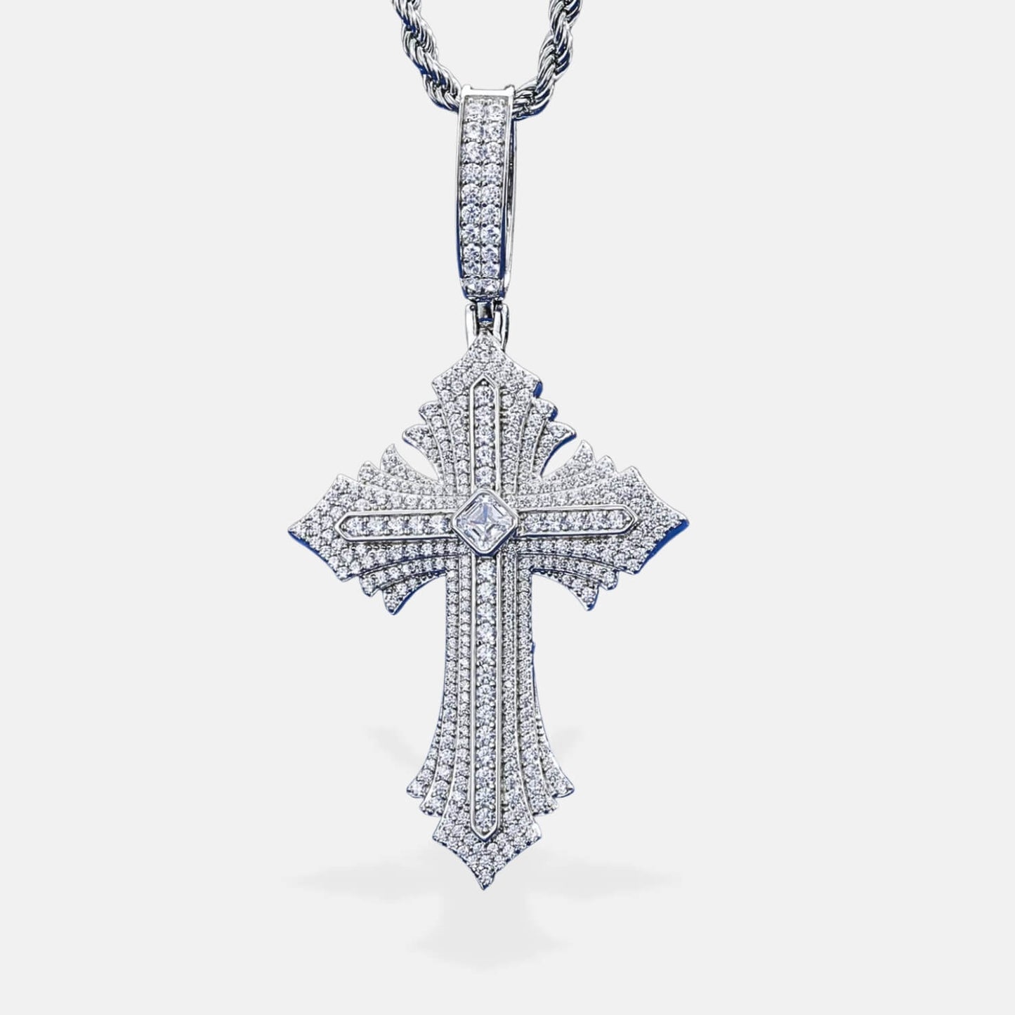 VVS Princess Cut Moissanite Cross Necklace for Men and Women