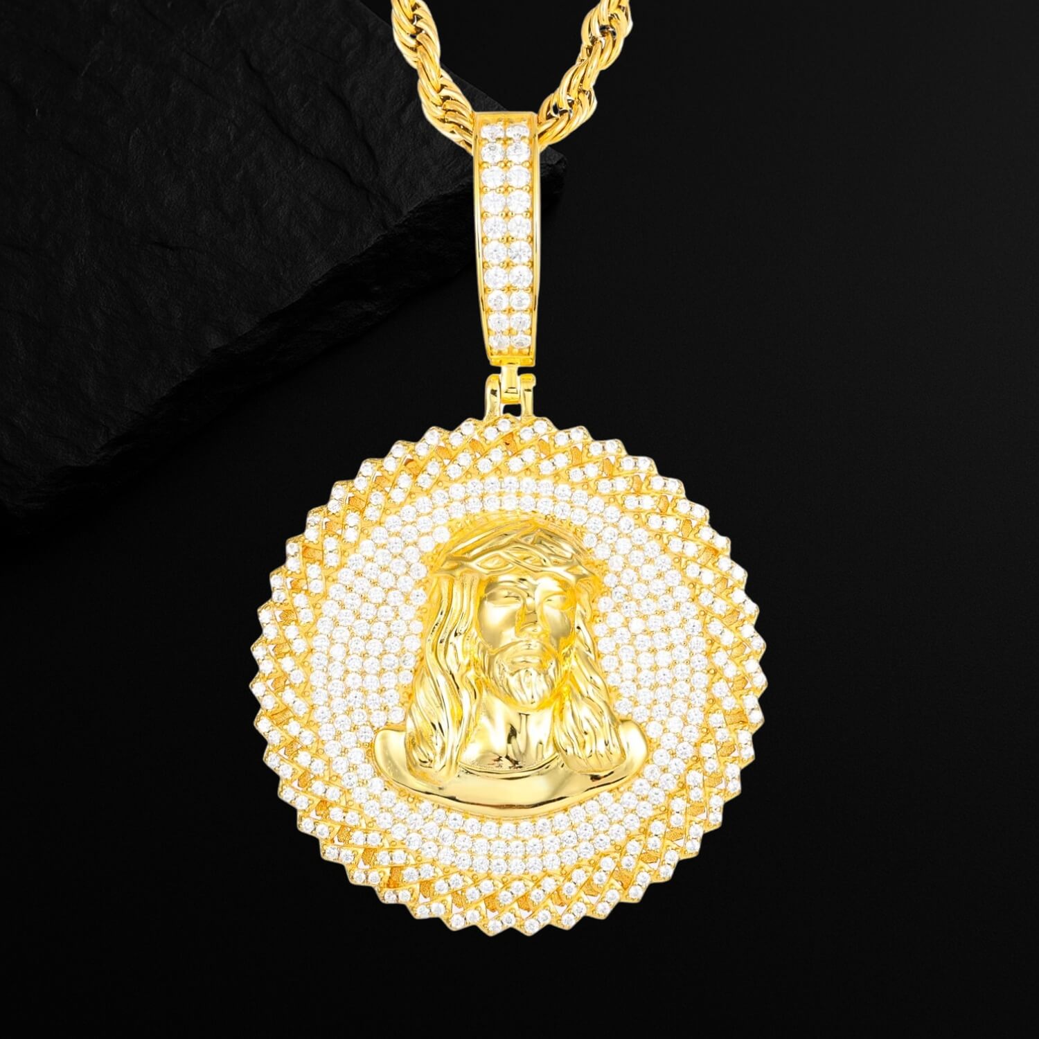 Religious Moissanite Pendant with Gold Plating