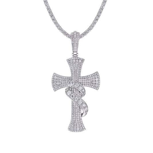 VVS1 Moissanite Cross Pendant Necklace 925 Silver Iced Out