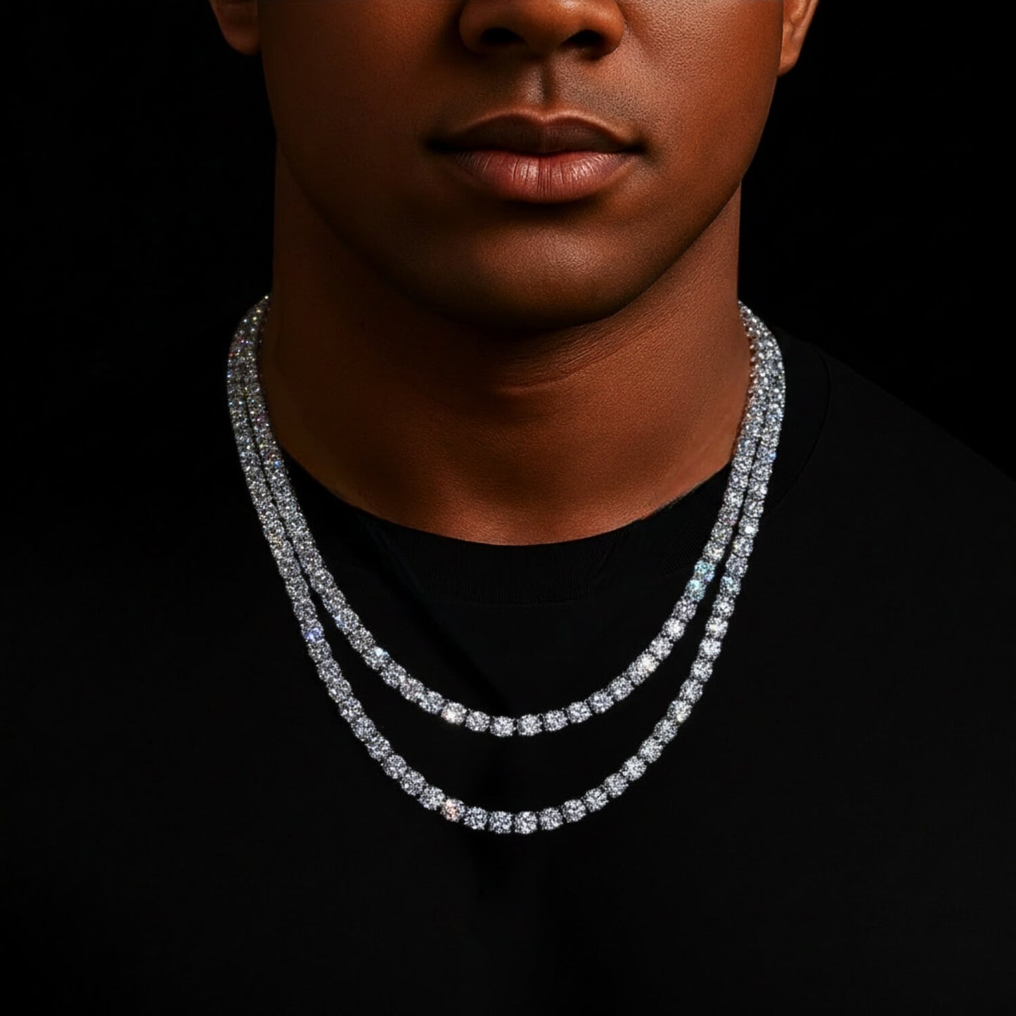 VVS Moissanite Cluster Tennis Chain 925 Silver