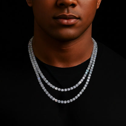 VVS Moissanite Cluster Tennis Chain 925 Silver