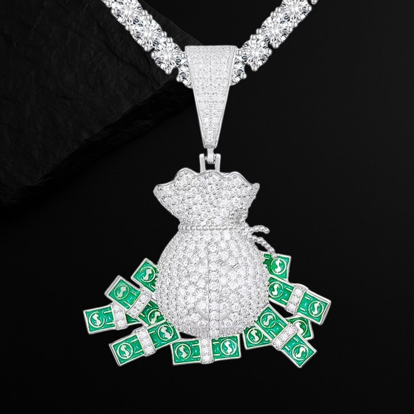 Moissanite Iced Out Money Bag Necklace for Men and Women