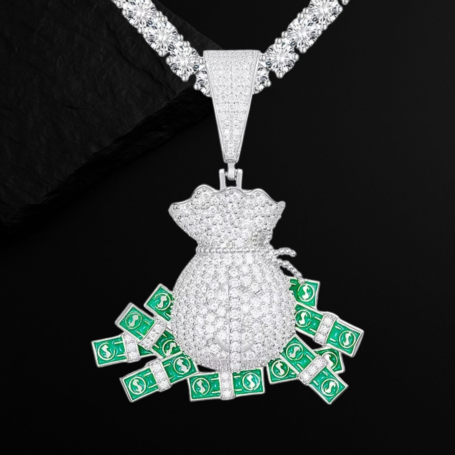 Moissanite Iced Out Money Bag Necklace for Men and Women