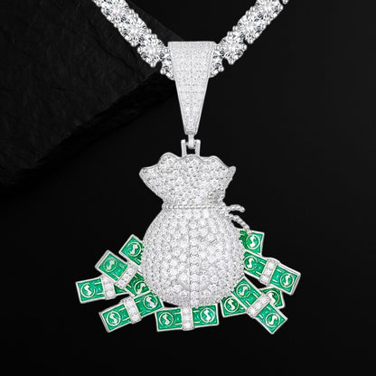 Moissanite Iced Out Money Bag Necklace for Men and Women