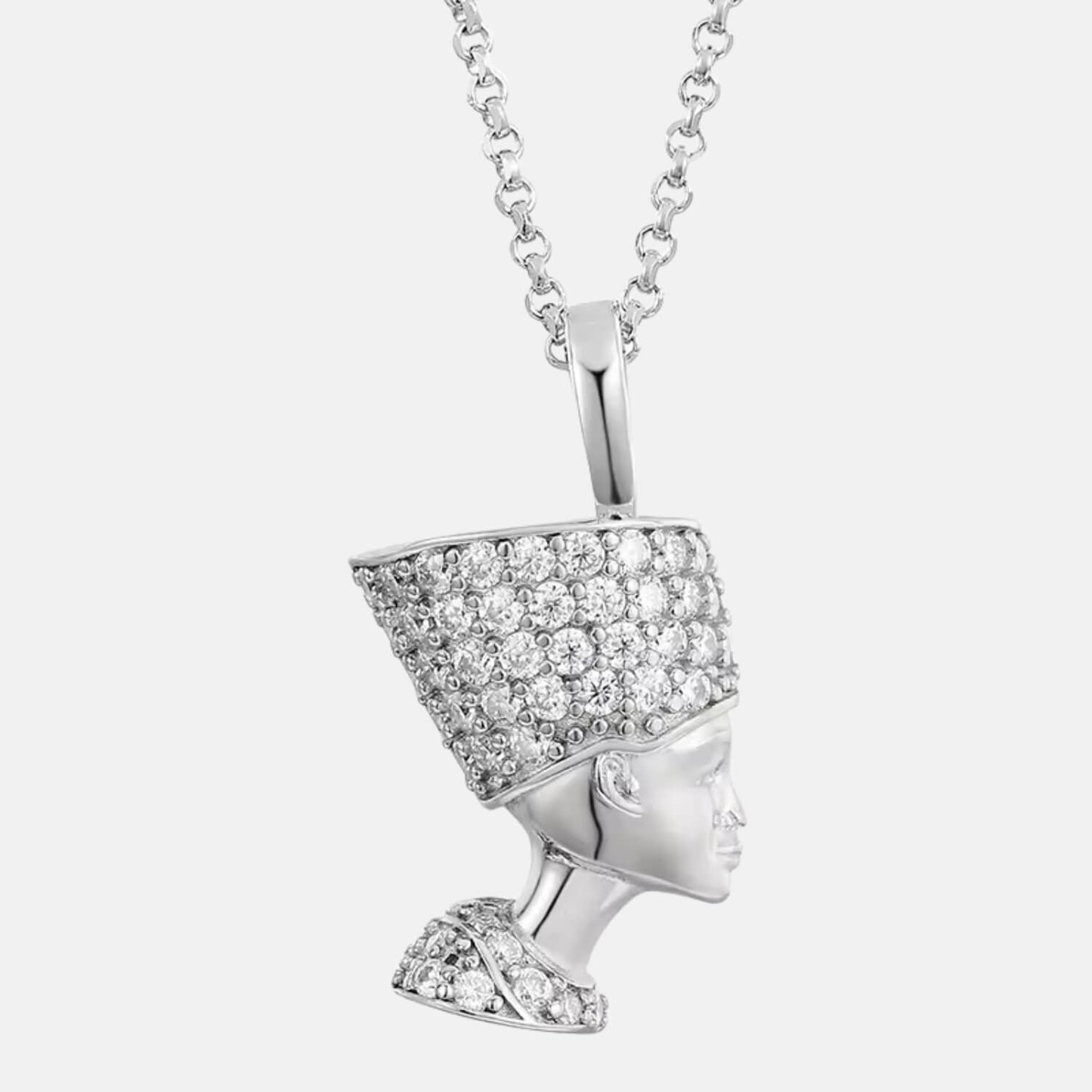 VVS Pharaoh Head Moissanite Necklace in 925 Sterling Silver