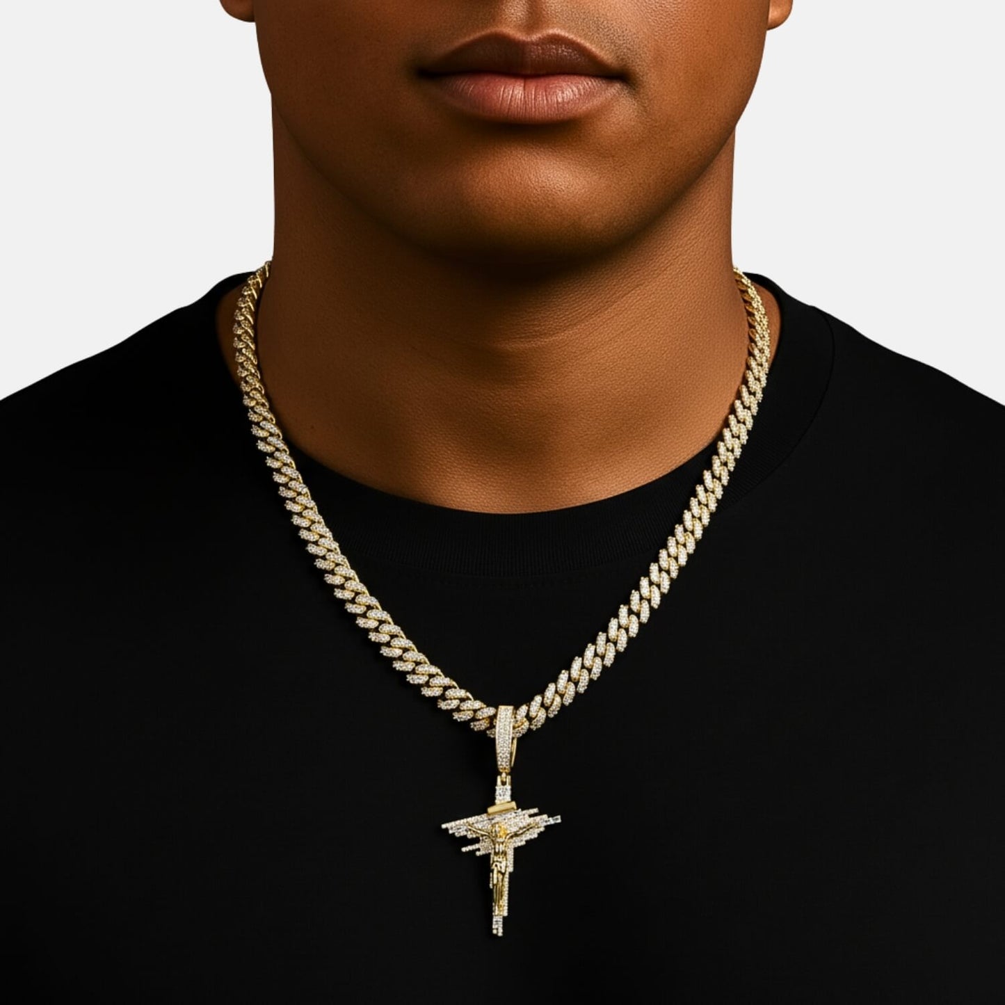 Urban Streetwear Style Moissanite Cross Pendant for Men