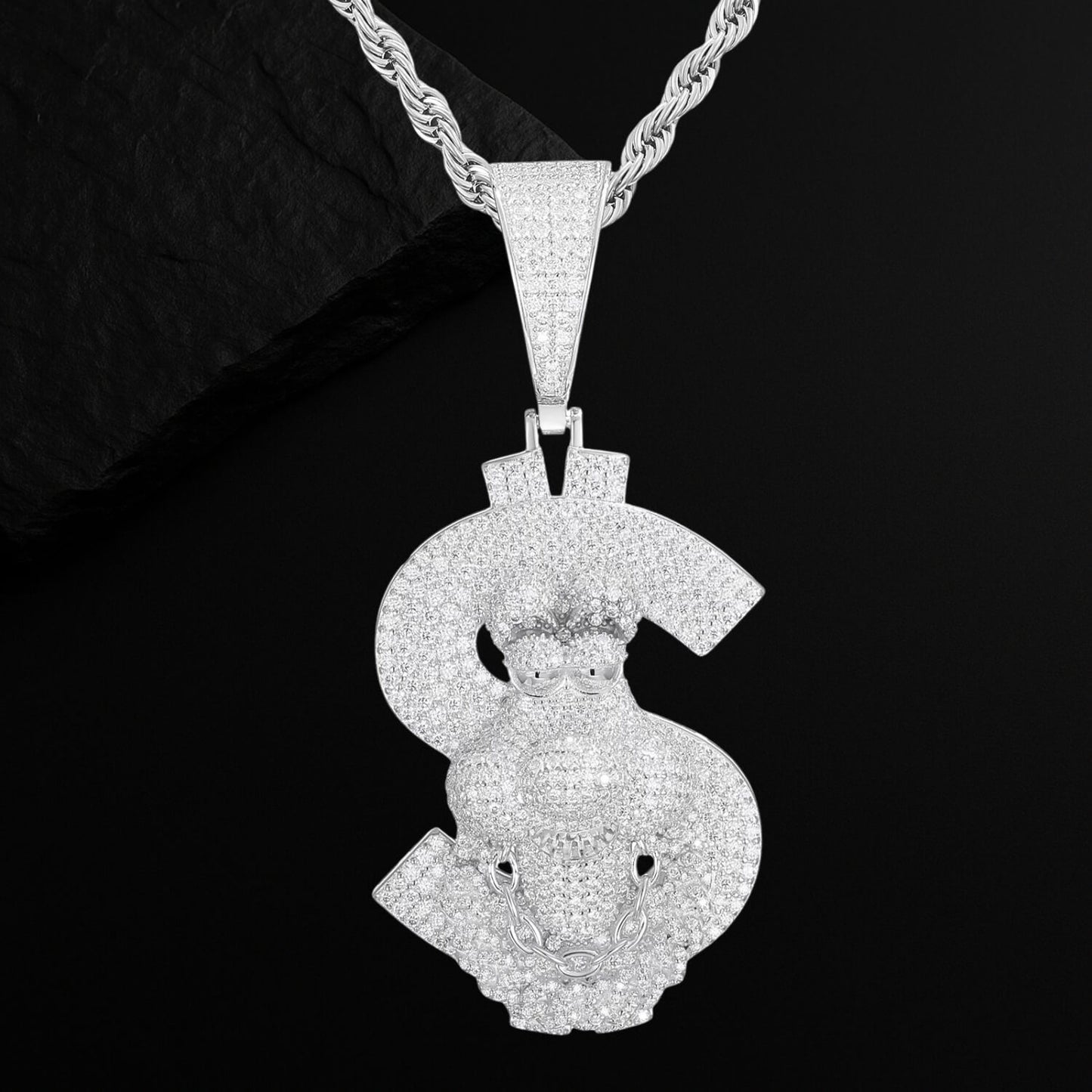 Urban Streetwear Style Moissanite Dollar Pendant Design