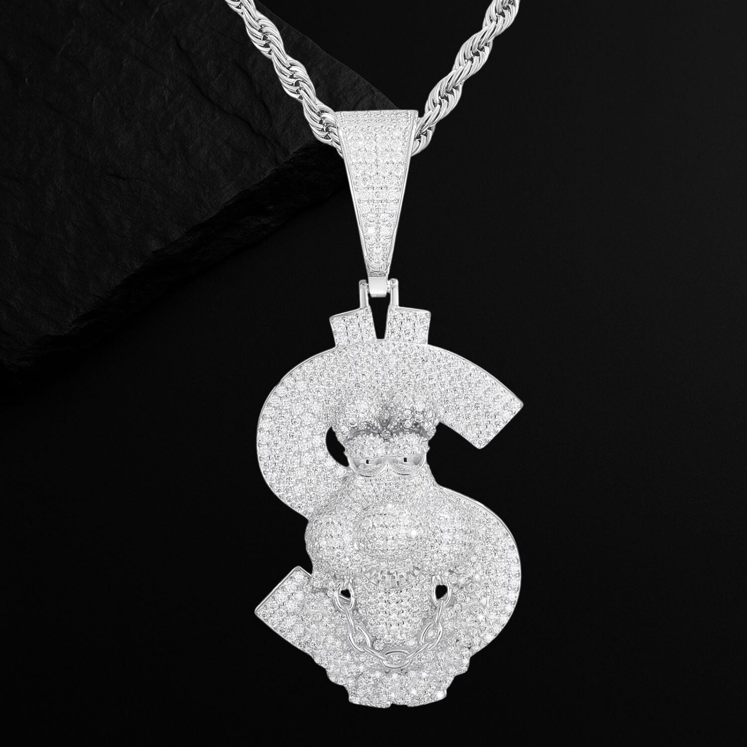 Urban Streetwear Style Moissanite Dollar Pendant Design