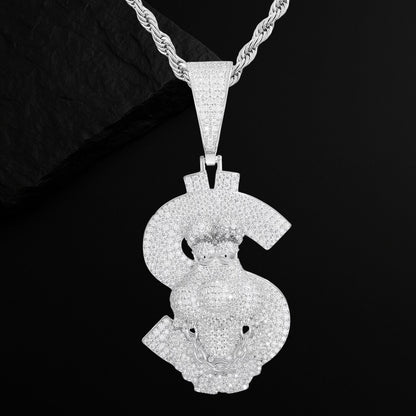 Urban Streetwear Style Moissanite Dollar Pendant Design