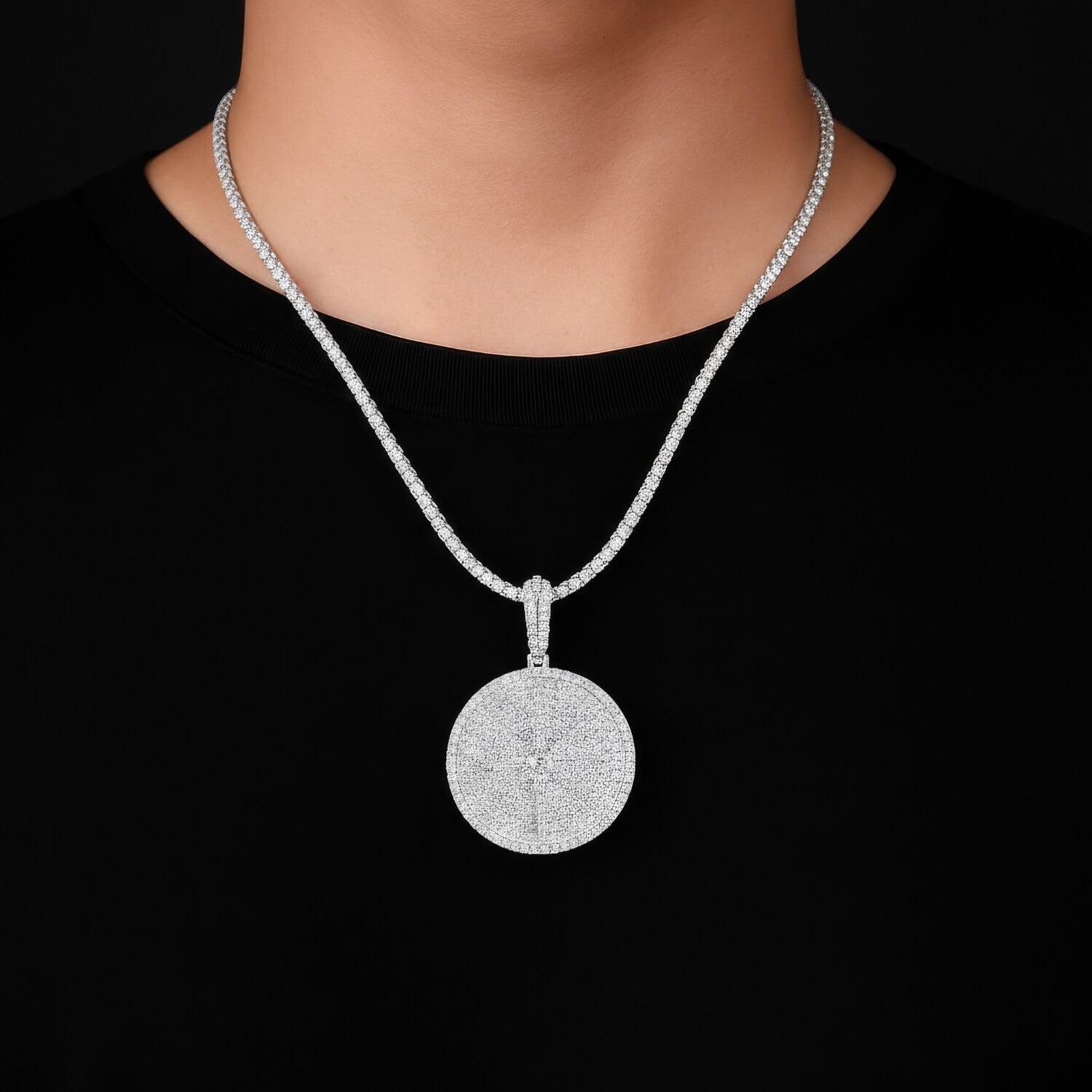 GRA Certified VVS1 Moissanite Medallion Pendant Necklace