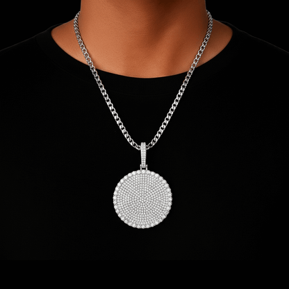 VVS1 Moissanite Round Pendant Necklace for Men and Women