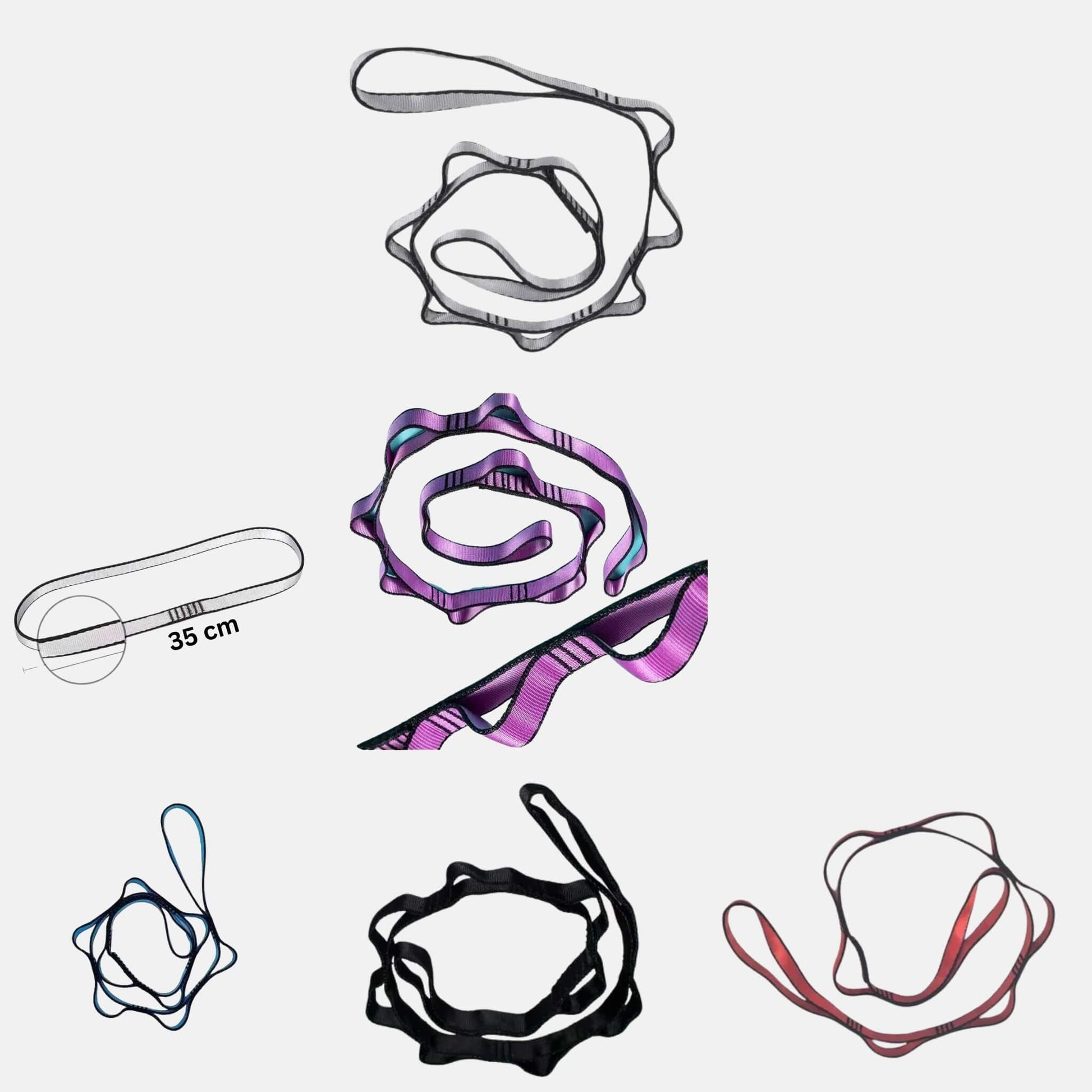Close-up of hammock rigging daisy chain showing loop structure